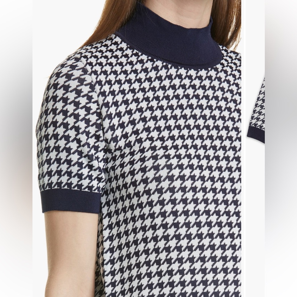 BOSS Faryna Houndstooth Check Short Sleeve Sweater - Picture 3 of 11